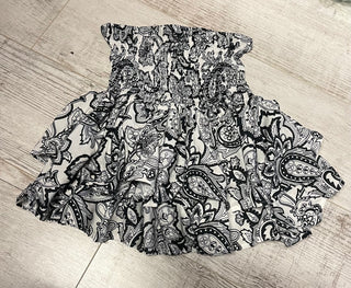 CHRISTIE paisley print ruffle tiered rara skirt BLACK WHITE