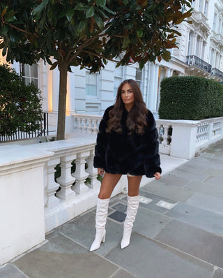 STORMI premium high quality faux fur coat - BLACK