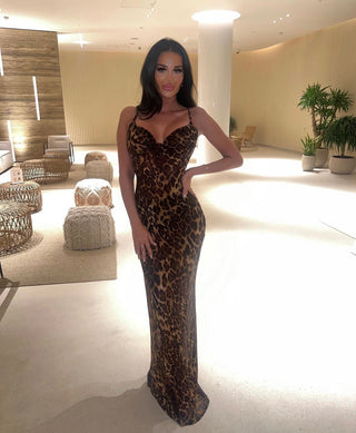 CHEETAH print chiffon leopard maxi dress