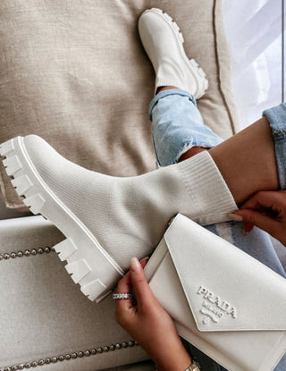 NIA low ankle sock boots CREAM