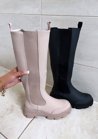 REAGAN chunky rubber knee high boots