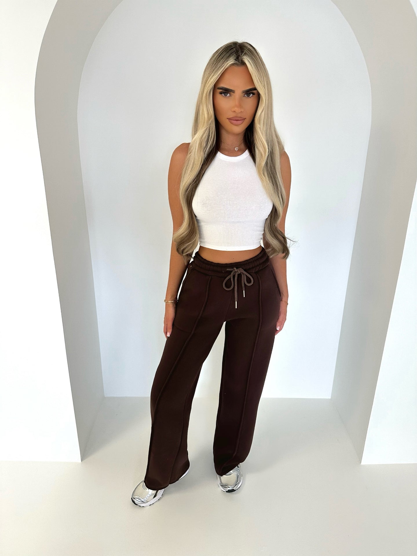 LUCY wide leg drawstring joggers BROWN