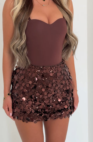 TYLA sculpt cupped bodysuit BROWN