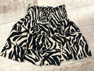 POLLY print ruffle tiered rara skirt BLACK