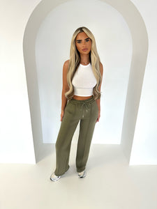 LUCY wide leg drawstring joggers KHAKI