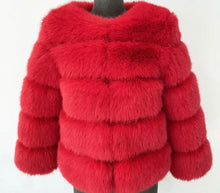 Load image into Gallery viewer, DOLCE faux fur 5 row coat cropped sleeve CUSTOM COLOURS
