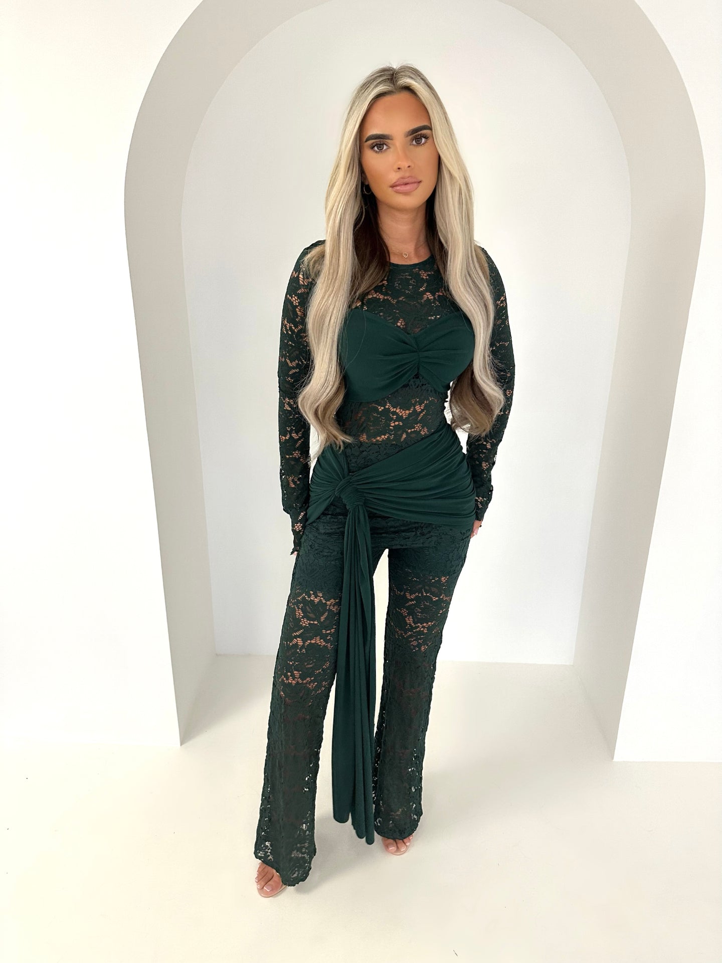 ESTI lace tie up two piece EMERALD GREEN