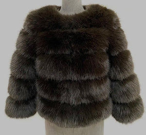 ROMA 5 row faux fur coat LONGER SLEEVE ALL COLOURS