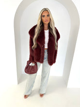 Load image into Gallery viewer, AMBROSE faux fur oversized short plush jacket coat BURGANDY
