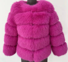 Load image into Gallery viewer, DOLCE faux fur 5 row coat cropped sleeve CUSTOM COLOURS
