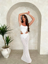 Load image into Gallery viewer, MILLA lace crop top and maxi lace skirt WHITE
