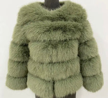 Load image into Gallery viewer, ROMA 5 row faux fur coat LONGER SLEEVE ALL COLOURS
