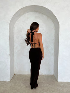 ARLEA crowl neck backless maxi BLACK