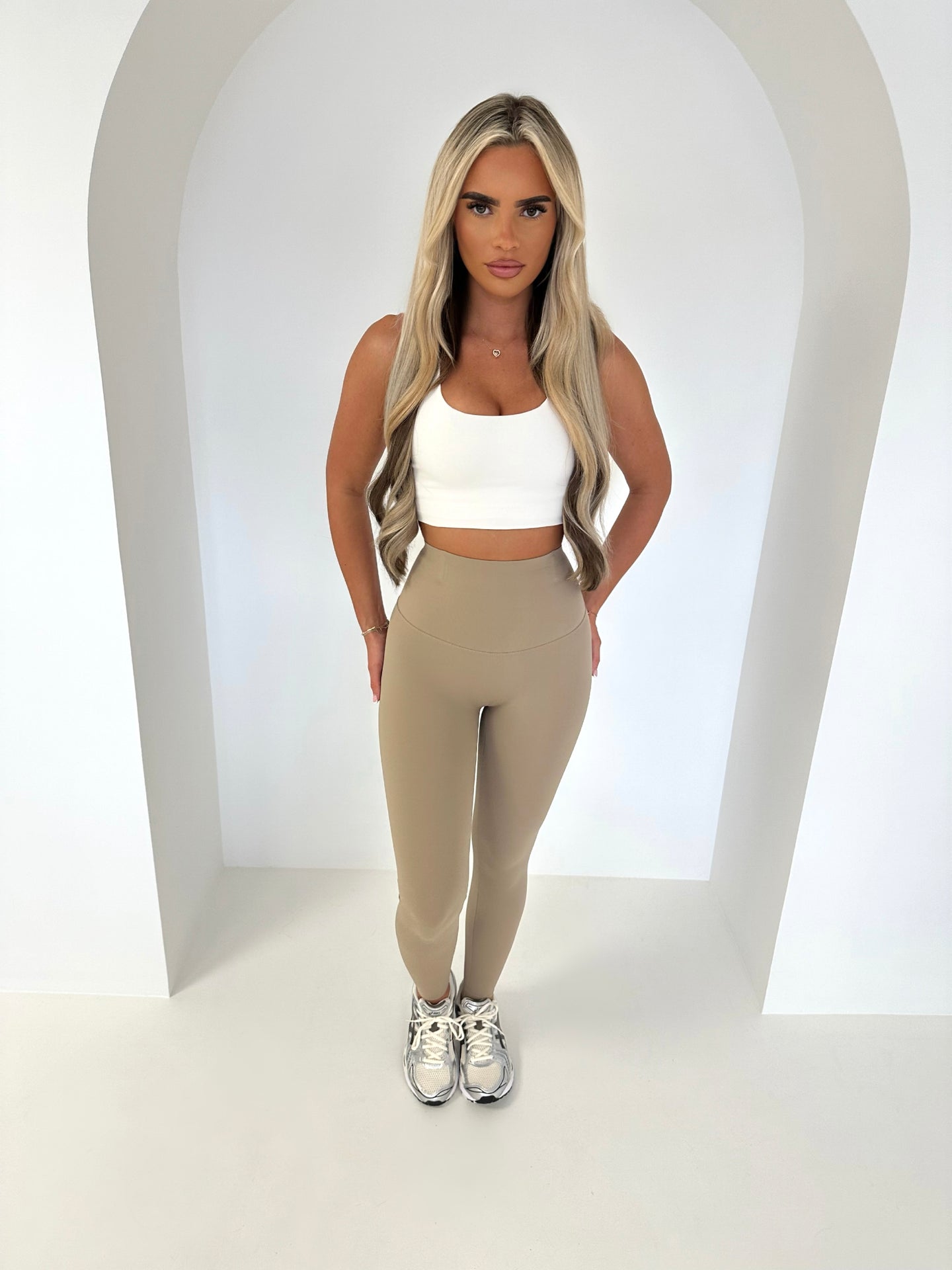 MILLIE sculpting high waisted gym leggings TAUPE