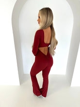 Load image into Gallery viewer, KALLIE long sleeve sculpting ruche bum jumpsuit BURGUNDY
