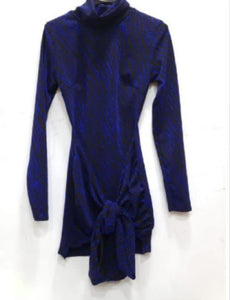 JANE zebra glitter long sleeve tie up drape dress ROYAL BLUE