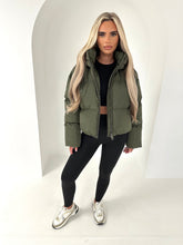 Load image into Gallery viewer, NYLAH cropped hooded puffer coat KHAKI
