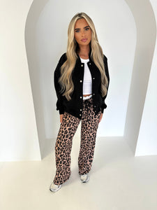 DANY double white waistband flared joggers NUDE LEOPARD