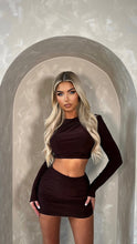 Load image into Gallery viewer, KADIE crossover style ruched skirt two piece BROWN
