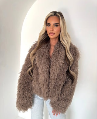 TATE shaggy faux fur TAUPE