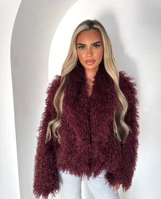 TATE shaggy faux fur BURGUNDY