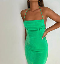 Load image into Gallery viewer, MALIYAH slinky tie up backless maxi dress GREEN
