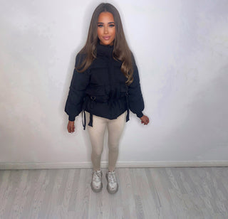 MADDI puffer coat tie up side