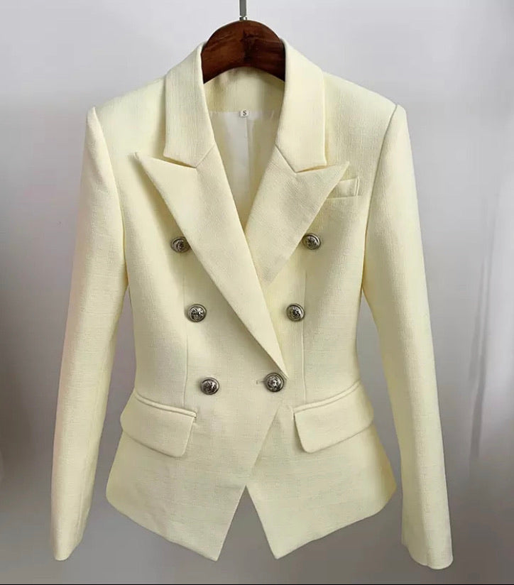 PRE ORDER PREMIUM MILITARY BLAZER PALE YELLOW TEXTURED