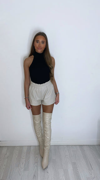 NATALIA sleeveless ribbed roll neck top