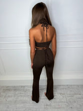 Load image into Gallery viewer, BILLY tie up crossover flared brown two piece
