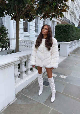 STORMI premium high quality faux fur coat - OFF WHITE
