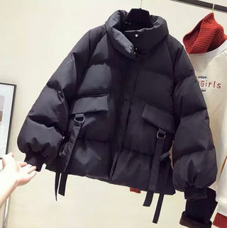 MADDI puffer coat tie up side
